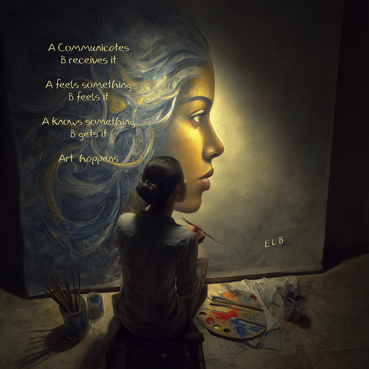 Art Happens poetry art print with human connection by E. Laurence Bake