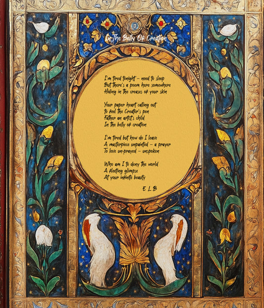 Belly of Creation poetry art print with creation themes by E. Laurence Bake