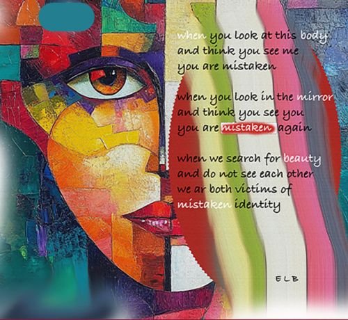Mis Identity poetry art print with identity themes by E. Laurence Bake